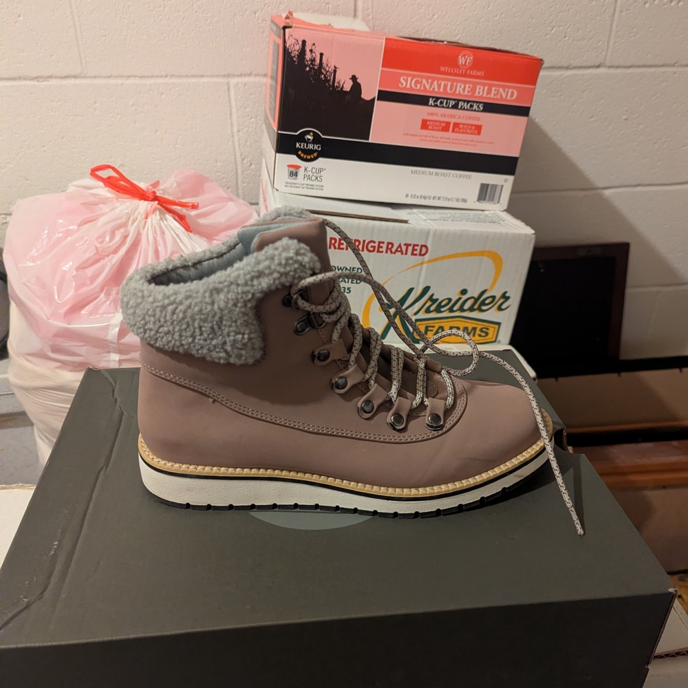 Timberland Taupe Lace-Up Sherpa Ankle Boots - Picture 4 of 4